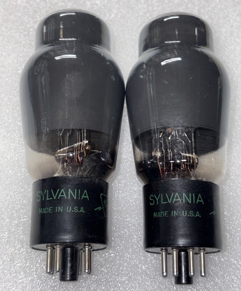 Matched Pair Sylvania 6L6G Smoke Glass Vacuum Tubes Amplitrex NOS Same Dates