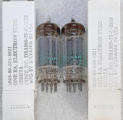 Pair 12BH7A Sylvania NOS same code Vacuum Tubes A, Triplett 3444 Tested