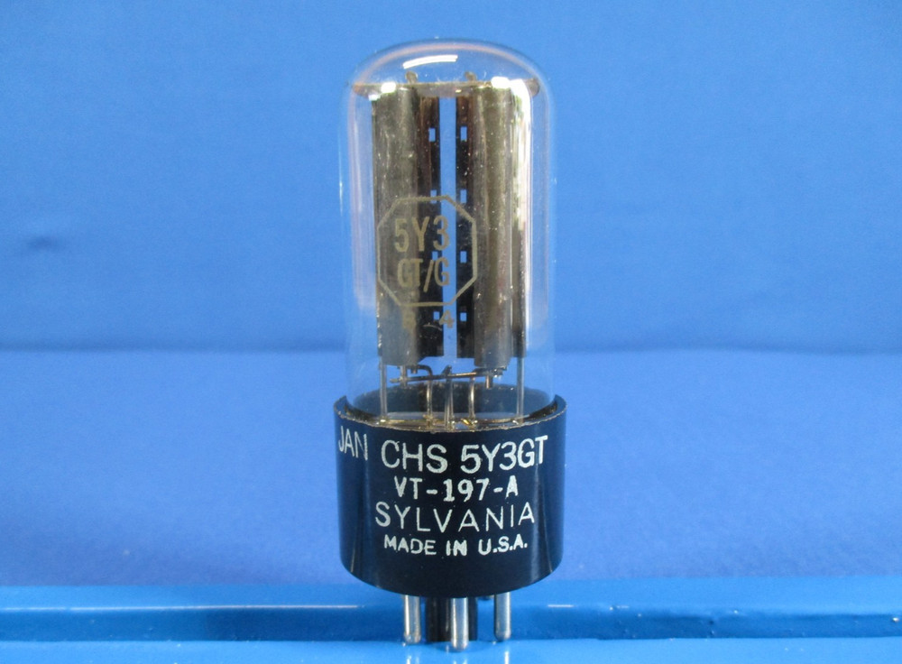 Sylvania JAN CHS 5Y3GT Vacuum Tube Solid Foil Getter Black Plate TV-7 Tested