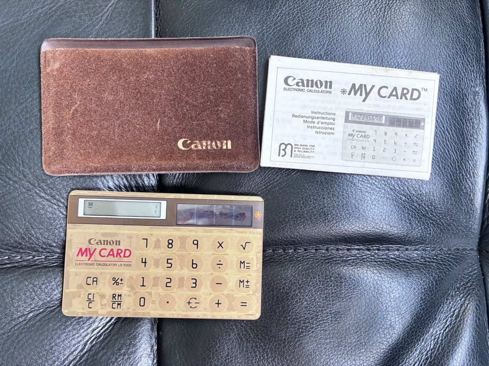 Vintage Canon My Card Pocket Calculator LS-700G 1983 Solar powered WORKS
