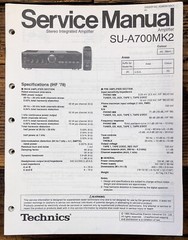 Technics SU-A700 MK2 Amplifier Service Manual *Original*
