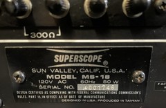 SuperScope By Marantz Model MS-18 Stereo Quadraphase Music System