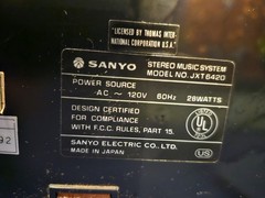 Sanyo JXT6420 Stereo Music System Receiver Turntable Cassette AM/FM Silver Japan
