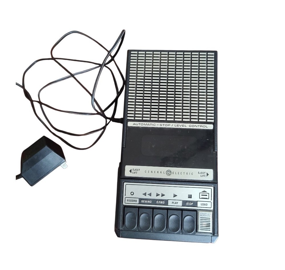 Vintage General Electric Portable Cassette Tape Recorder w cord Model 3-5014B