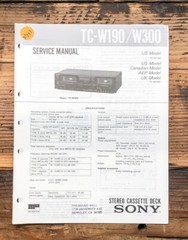Sony TC-W190 TC-W300 Cassette Service Manual *Original*