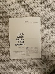 Orig Reprint Acoustic Research, AR, 1967 Article Quality Monitor Loudspeakers