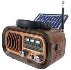 3-In-1 Solar-Powered Retro Radio AM FM SW Bluetooth Speaker USB SD Card MP3 Play
