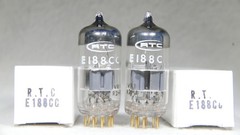 Matched Pair Mullard (RTC Label) E188CC/7308 Disc Getter Gold Pin UK Very Strong
