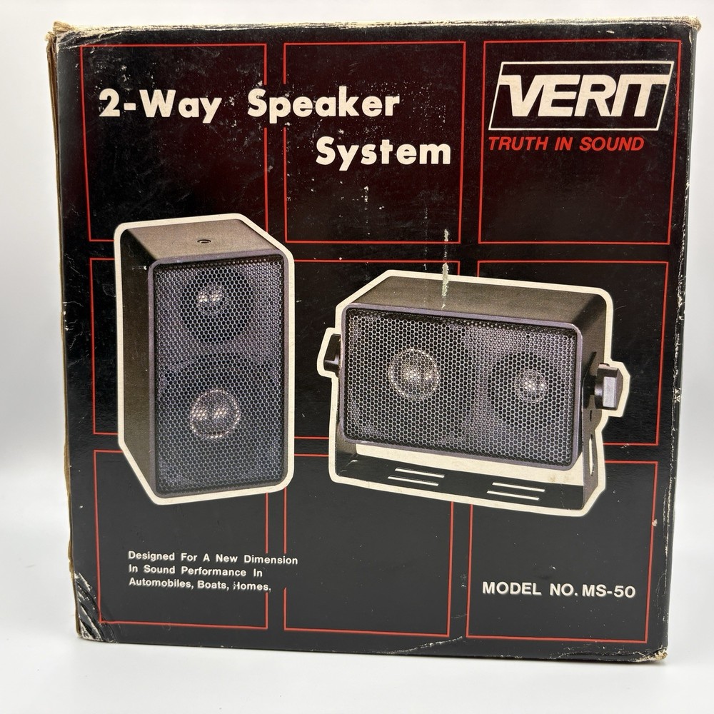 Vintage VERIT 2 Way Speaker System MS-50 New in Original Box Mini Plastic Boxes