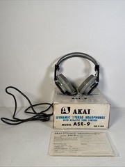 Vintage AKAI Dynamic Stereo Headphones ASE-9 Acoustic Tone Control W/ Box
