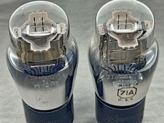 (2) RCA Cunningham 71A Power Tubes Silver Plates Engraved Bases Late 40s Strong