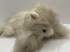 Vintage 1980s Radio Shack Plush Cat AM/FM Radio Fluffy White Persian Kitty WORKS