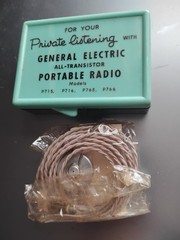 Vintage GENERAL ELECTRIC For Your Private Listening Portable Radio Earphone /box