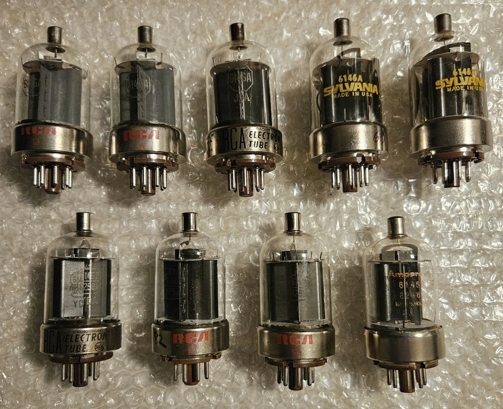 Vintage Lot of (9) 6146A & 6146B Vacuum Tubes RCA Sylvania Amperex UNTESTED