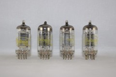 4 Perfectly MATCHED Quad 1960 Raytheon 12AU7 ECC82 BLACK TESTS Amplitrex STRONG