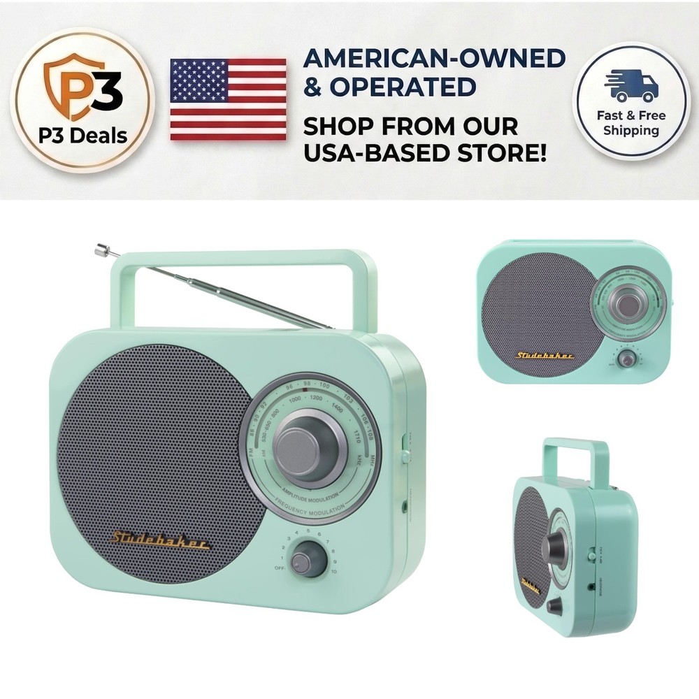 Limited Edition Mint Green Retro AM/FM Radio with Telescopic Antenna – Portable