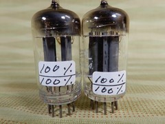 Tung-Sol Long Gray Plate JTL 12AX7 Vacuum Tubes (2) Tested Matched 100/100% Both