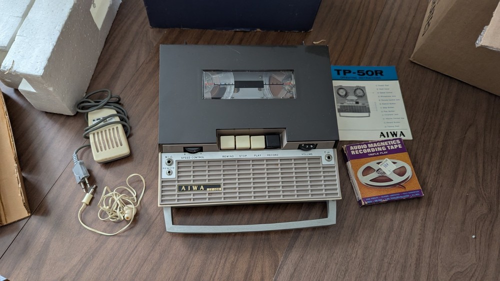 Vintage AIWA TP-50R Tape to Tape Recorder Extra Tape For Parts Microphone