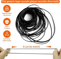 Flat Rubber Belts for Cassette Recorders 100 Pcs 40mm to 135mm Fit Most Devices