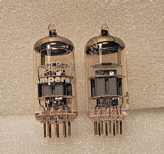 PAIR Amperex USN-CEP 7308 Vacuum Tubes Gold Pin Amplitrex RARE