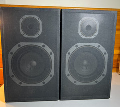 Vintage Bookshelf 1980s 80s Mesh Net Speakers Pair 2 Way RCA Male Plug Plugs