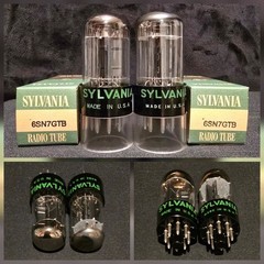 SYLVANIA 6SN7 GTB TUBE 1951 CHROME TOPPED HALO BLACK PLATES MATCHING SET