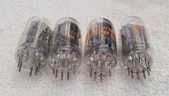 Very Strong Quad RCA 12AU7A Clear Top Grey Plate Side [] Getter