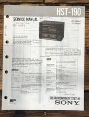 Sony HST-190 Stereo Service Manual *Original*