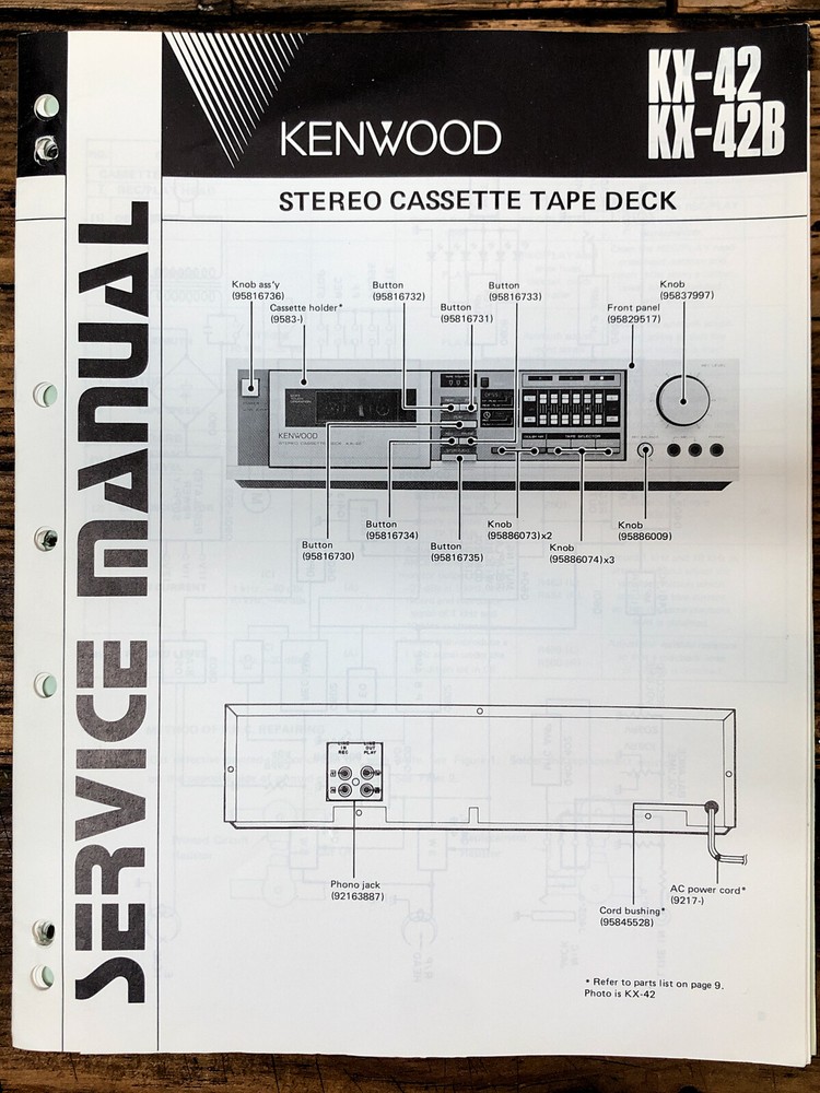 Kenwood KX-42 KX-42B Cassette Service Manual *Original*