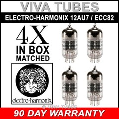 Brand New In box Gain Matched Quad (4) Electro-Harmonix 12AU7 ECC82 Vacuum Tubes