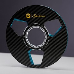 1X Studevox Pro Black/Blue 10.5&Prime; Carbon Fiber 1/4&Prime; Tape Reel For Tape Recorders