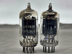 Matched Pair RCA 12AX7 ECC83 Long Black Plates &lsquo;D&rsquo; Getters Test NOS Amplitrex