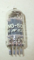Tung Sol & Raytheon 12AX7 Tubes Long Gray Ribbed Plate 1 D & 1 O Getter Pair