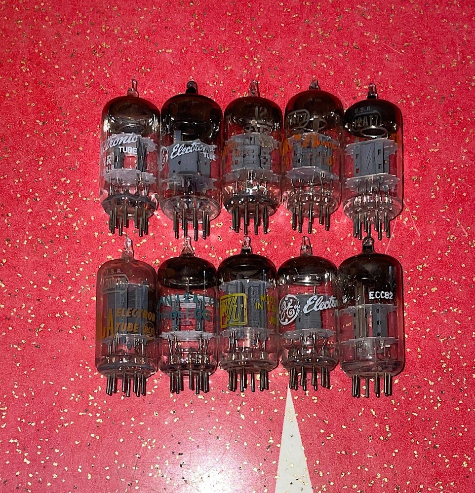 10 Vintage 12AT7 / 12AU7 Vacuum Preamp Tubes – Tested – GE JAN Philips RCA WU