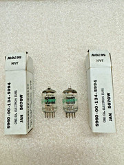 NOS NIB 70&rsquo;s Sylvania JAN 5670W Black Plate Matching Pair Tubes 396a 2c51