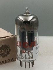 Strong RCA Mexico 12AU7A Long Grey Plates Halo Getter Serious Tubes A634