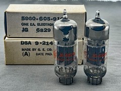 Matched NOS Pair GE JG-6829 Vacuum Tubes Triple Micas Matched Codes Red Label