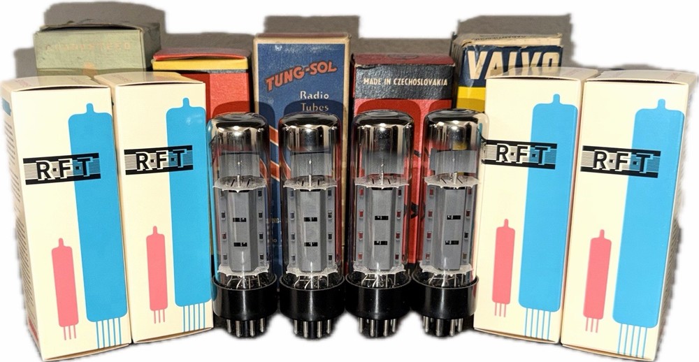(4) NOS RFT Germany EL34 Tubes With Test Documentation G1 Bias, Gm, GL, IKP, VG2
