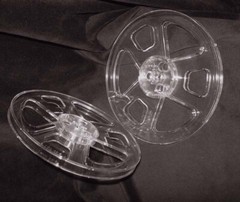 7&Prime; x 1/4&Prime; Clear plastic tape reel (1) with brand new hinged box