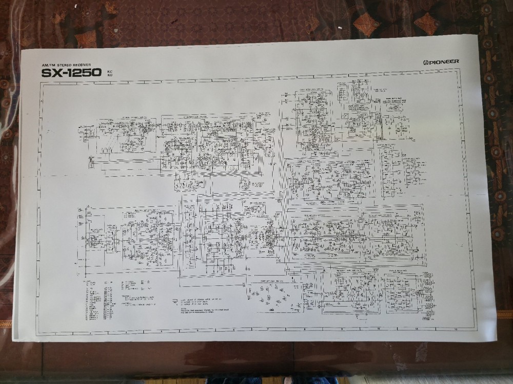 Pioneer SX- 1250 AM/FM Receiver Schematics- Large Print 24&Prime;x36&Prime;