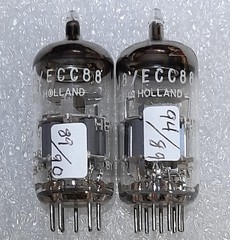 Pair ECC88 6DJ8 Amperex made for HP, Holland, Vacuum Tubes, TV-7D Tested