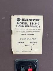 Vintage Sanyo SS-340 8 Ohm Floor Standing Home Audio Speaker Walnut Wood