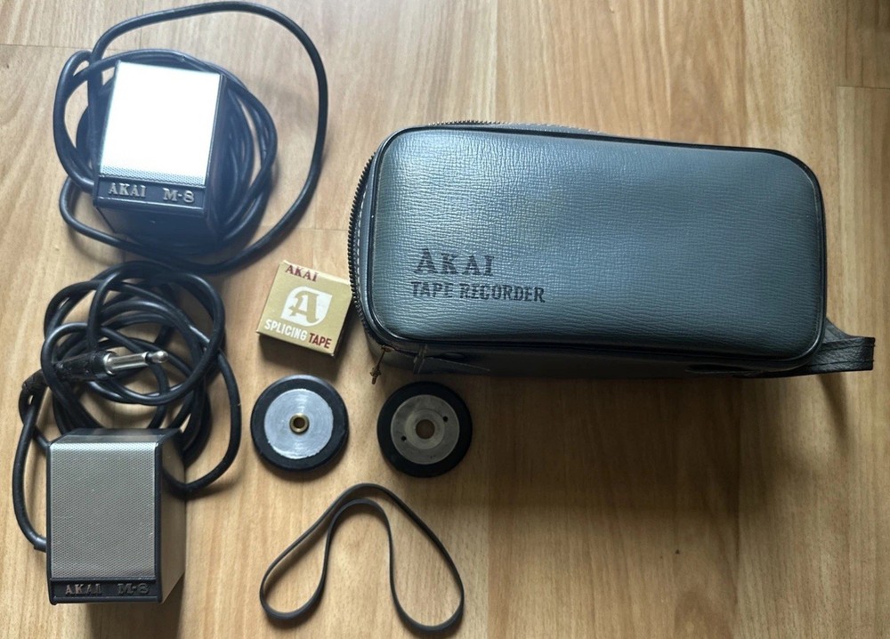 Pair Akai M-8 ADM5 Dynamic Microphones Tape Recorder Japan w/ Pinch Roller