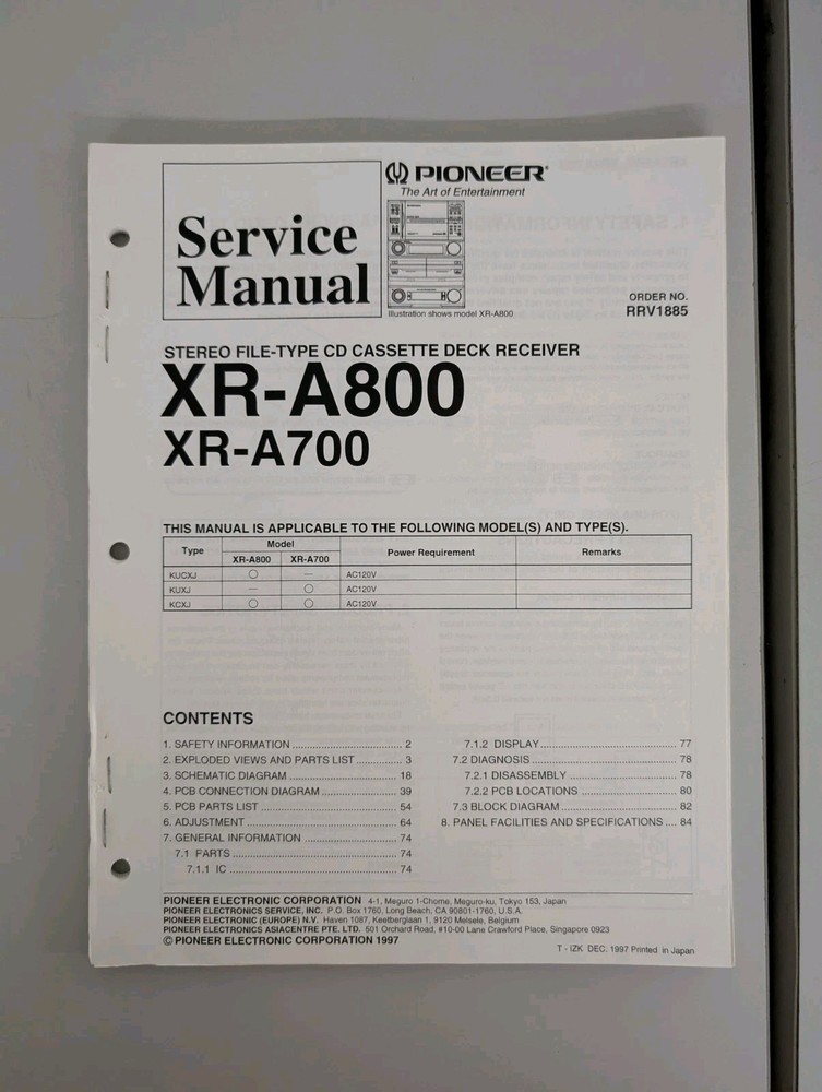Pioneer XR-A800/A700 Service Manual D-5956