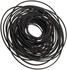 50-Pack Rubber Belts for Cassette Repair, Sizes 40mm-190mm, Black Durable Rubber