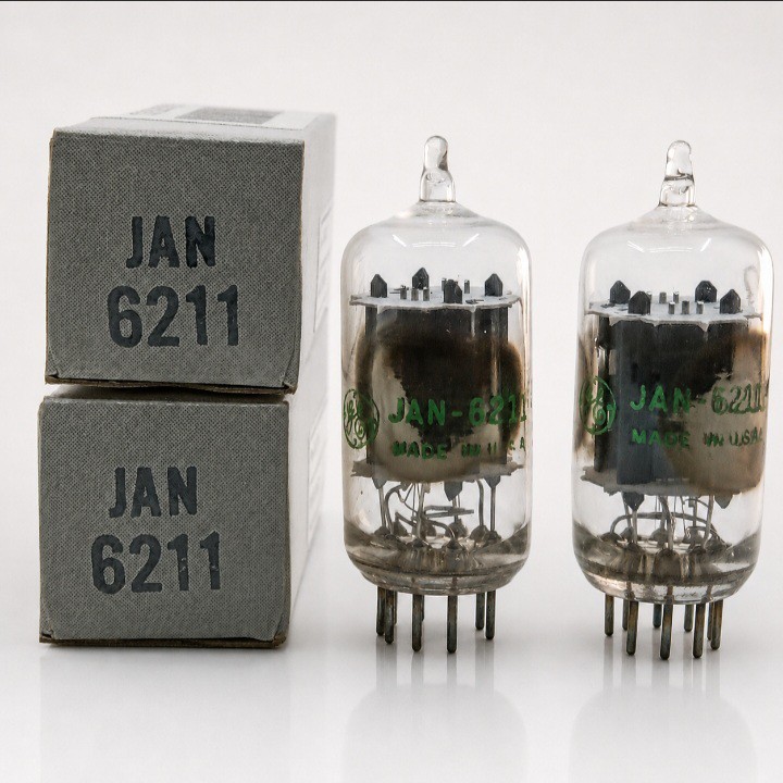 Matched Pair GE JAN 6211 / 12AU7-Type Dual Triode Tubes NOS Balanced Maxi Tested
