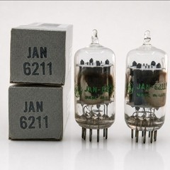 Matched Pair GE JAN 6211 / 12AU7-Type Dual Triode Tubes NOS Balanced Maxi Tested