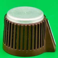 (1) VINTAGE CONTROL KNOB BROWN /Alum FACE ~ 7/8&Prime; Dia 3/4&Prime; Height, 1/4&Prime; Shaft