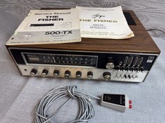 THE FISHER 800-T Stereo Receiver 500-TX with Remote RK-30, Wood Cabinet & Manual