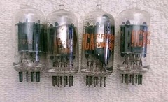 Very Strong Quad RCA 12AU7A Clear Top Grey Plate Side [] Getter